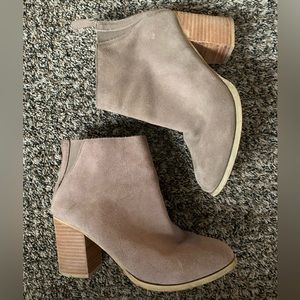 Suede tan booties. From Urban Outfitters. 2 1/2 inch heel. Women’s 8.5